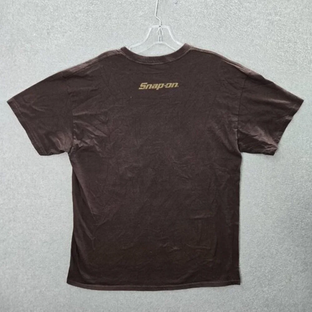 Snap On Men Shirt Large Brown‎ Graphic Logo Tool Short Sleeve